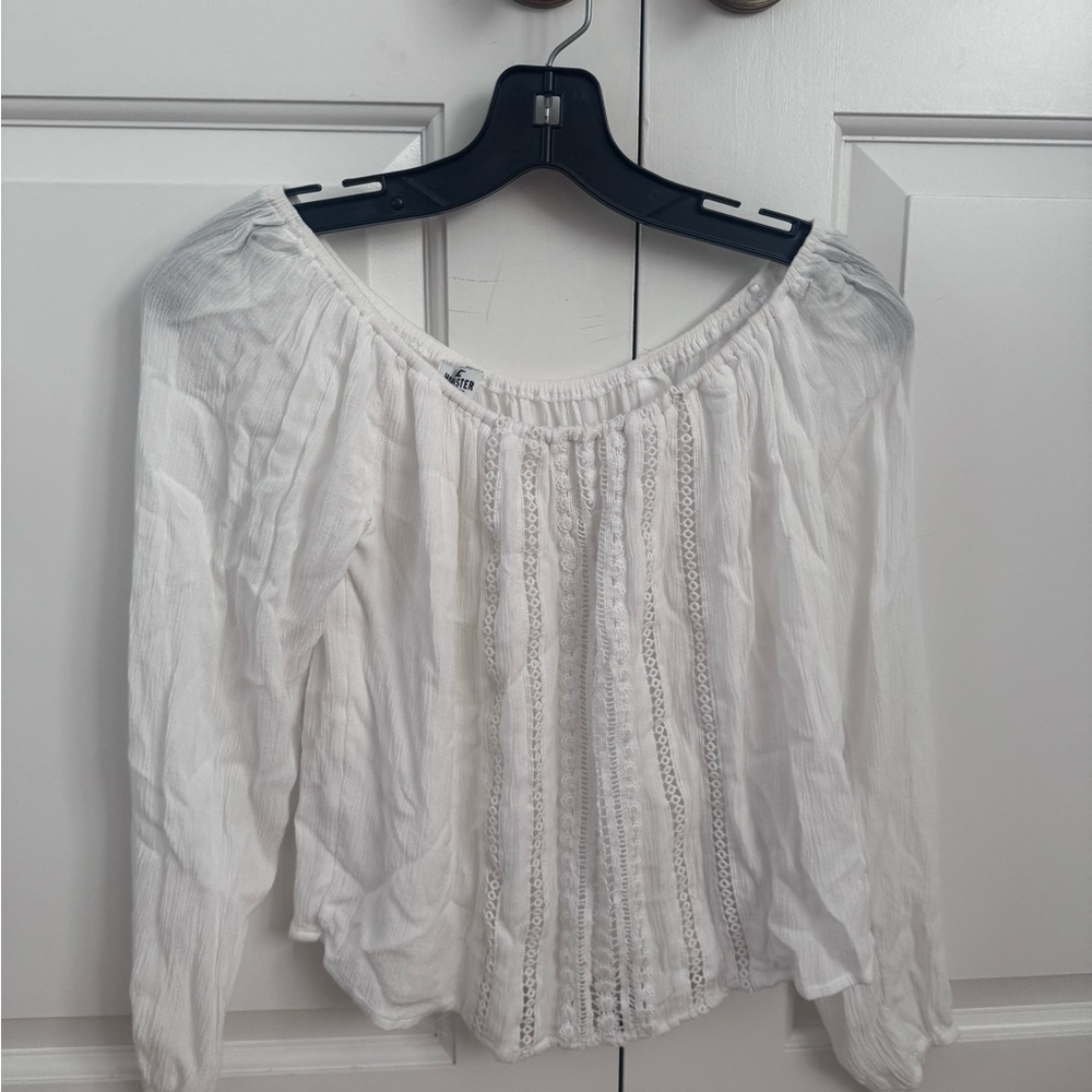 Hollister White Blouse with Lace Detail